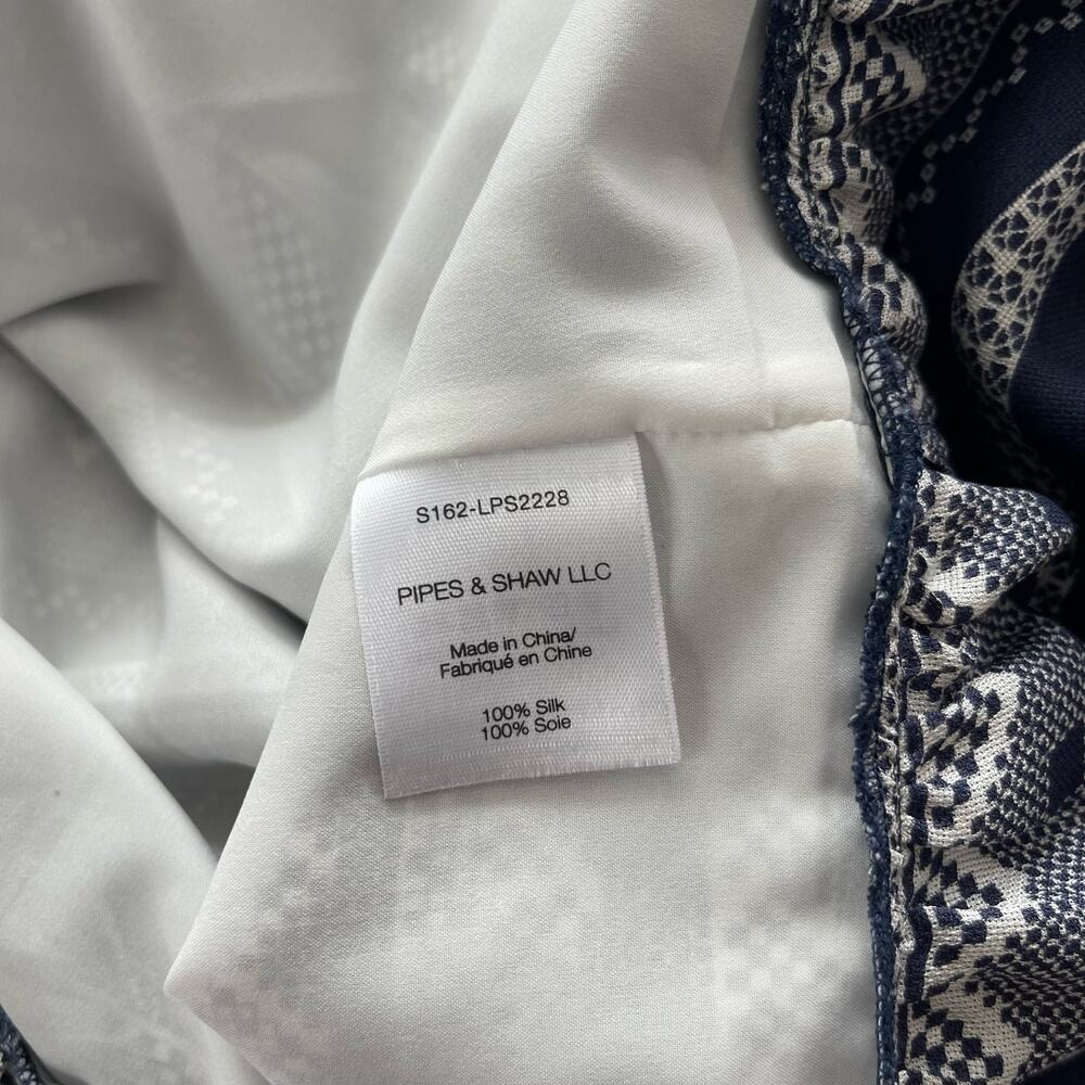 Veronica Beard Agathe Dress Blue White Silk Size 0 Flounce Hem Lightweight Chic - Picture 15 of 16